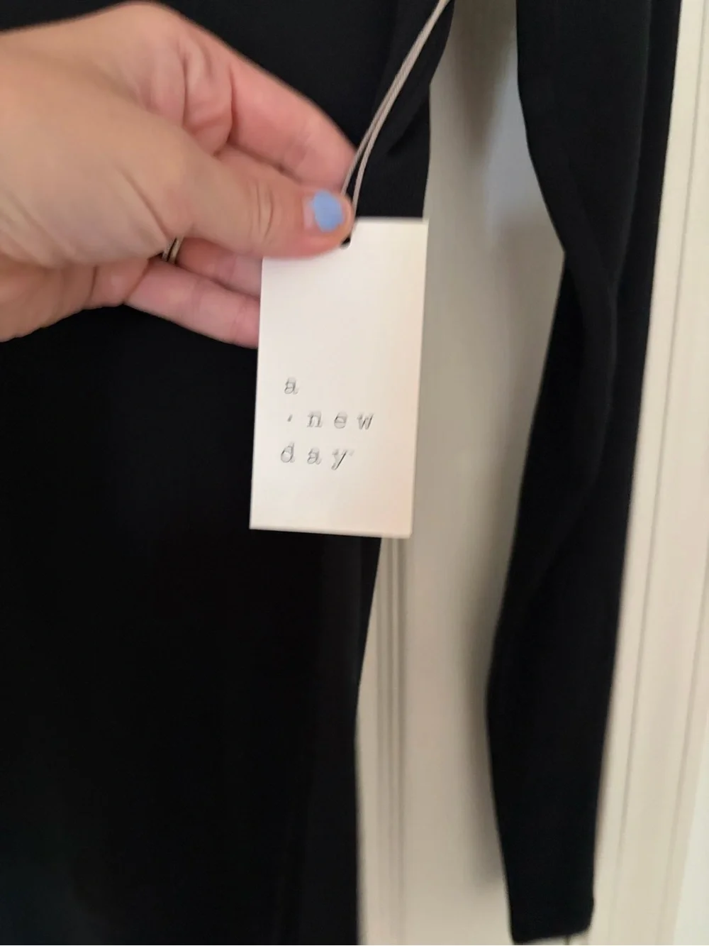 a new day Black Long Sleeve Ribbed Top turtle neck medium new with tags - Picture 4 of 6